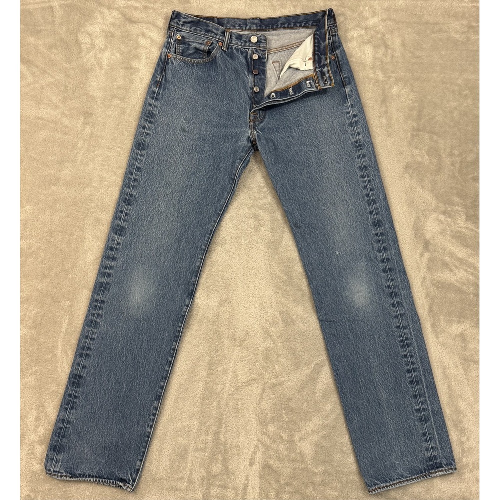 Levis 501XX Jeans Mens 32x34 Button Fly Straight Blue Denim Original Red Tab‎